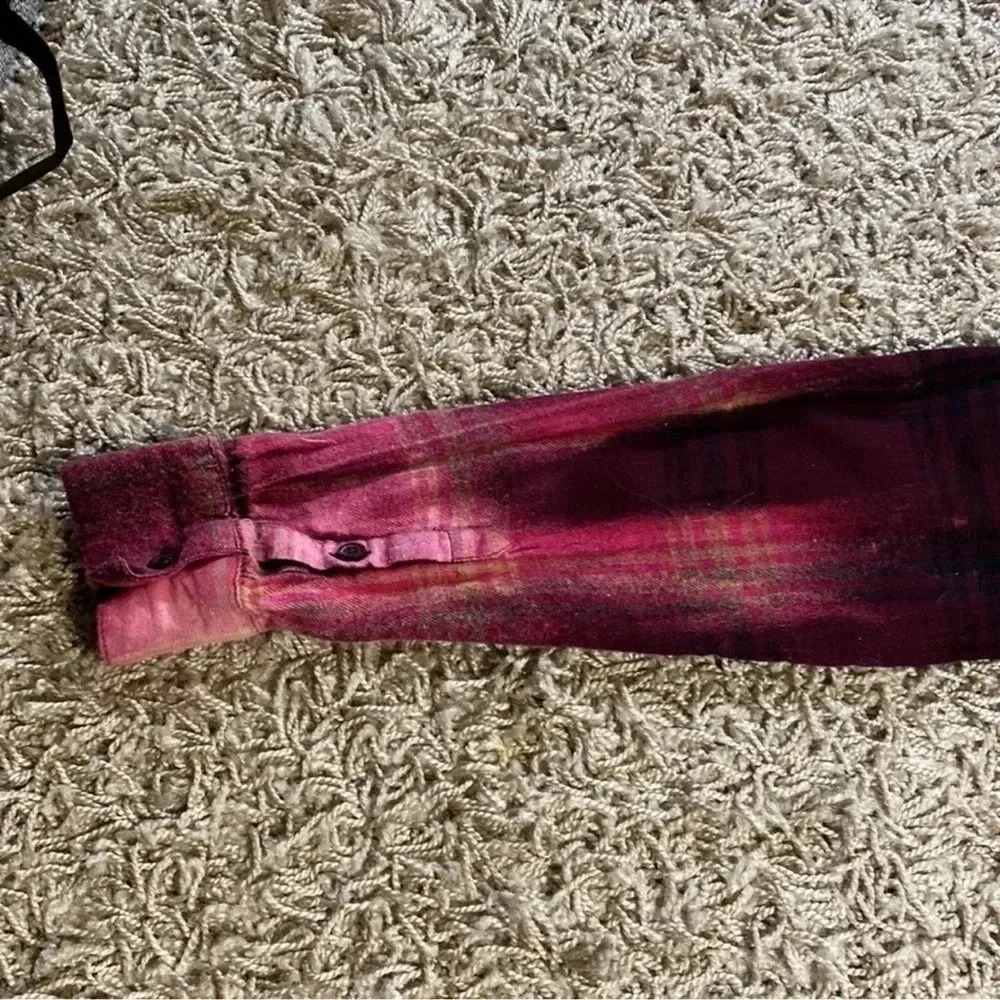 Jessica Simpson Bleached Repurposed Dark Red flannel with horse graphic-Size Med - Picture 4 of 8